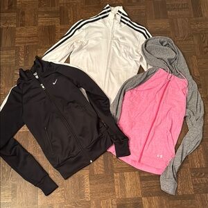 Lot Nike Adidas Under Armour zippered sweatshirts size XS & S